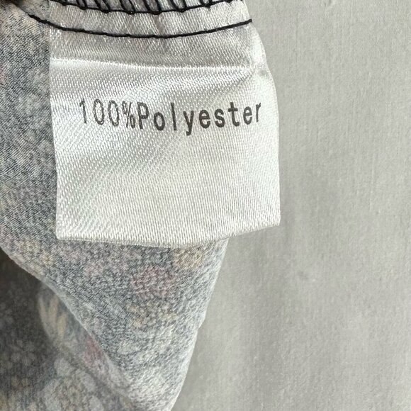 Simple Fun Tunic Size M Peasant Floral Blouse  Tie Neck Flare Sleeve Multicolor - Picture 8 of 11